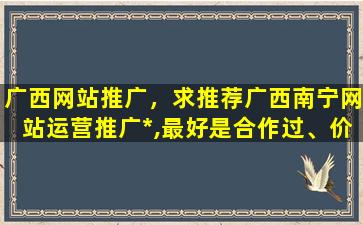 广西网站推广，求推荐广西南宁网站运营推广*,最好是合作过、价格合理的插图